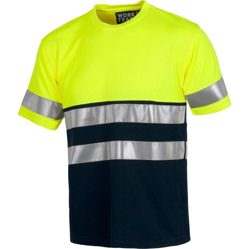 

Camiseta alta visibilidad con cintas reflectantes en mangas y pecho WORKTEAM C3941 | L - Amarillo A.V.+Marino