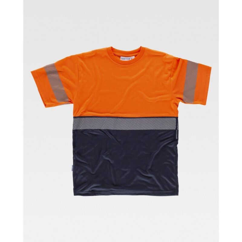 

Camiseta de trabajo con reflectante termoadhesiva en pecho WORKTEAM C6030 | M - Naranja A.V.+Marino