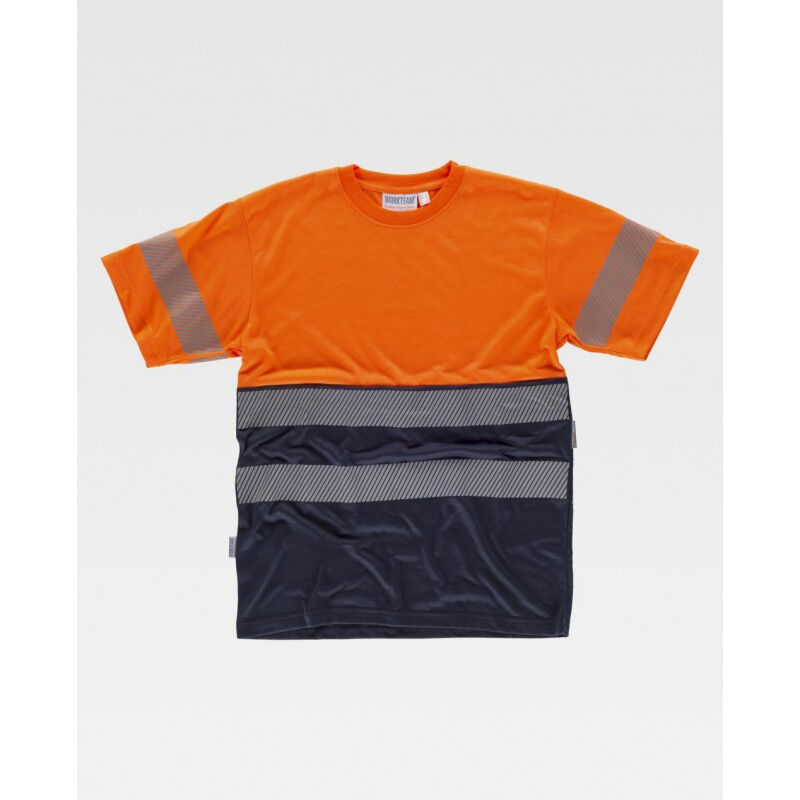 

Workteam - Camiseta manga corta con reflectantes de alta visibilidad Tacto Algodón C6040 | XXL - Naranja A.V.+Marino