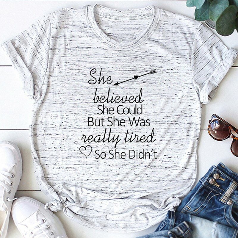 

Camiseta casual de algodon para mujer, estampado de letras, manga corta, cuello redondo, camisetas sueltas,LGY-5XL