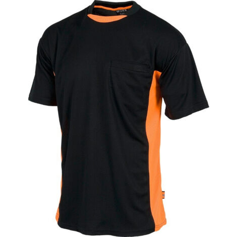 Camiseta combinada de cuello redondo bicolor WORKTEAM Future WF1616 XL Negro+Naranja A.V.
