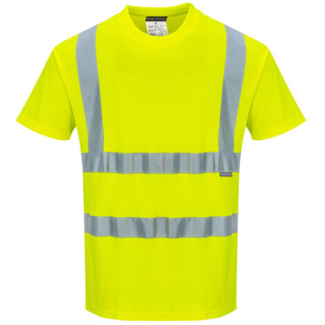Camiseta Cotton Comfort de manga corta Tejido clasificado UPF 40+ flúor PORTWEST S170 M Amarillo