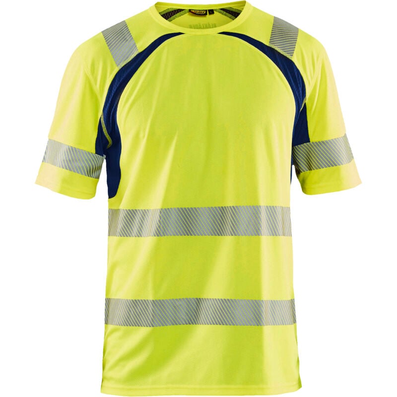Camiseta de trabajo anti-UV de alta visibilidad 3397 - Amarillo fluorescente/Marino XL