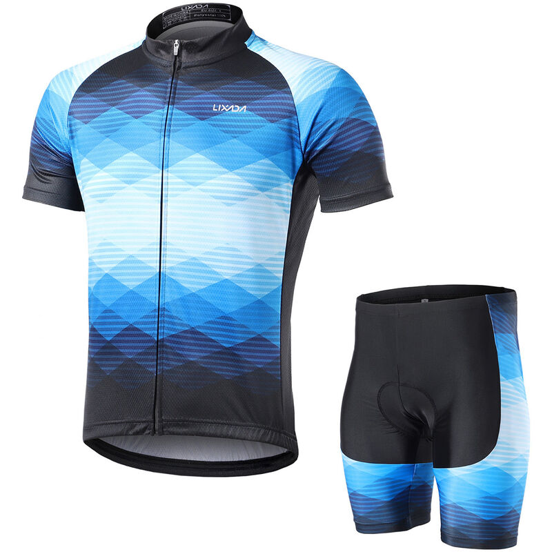 

Camiseta de ciclismo para hombre, camisa de bicicleta de manga corta transpirable y pantalones cortos acolchados, traje de ropa de bicicleta