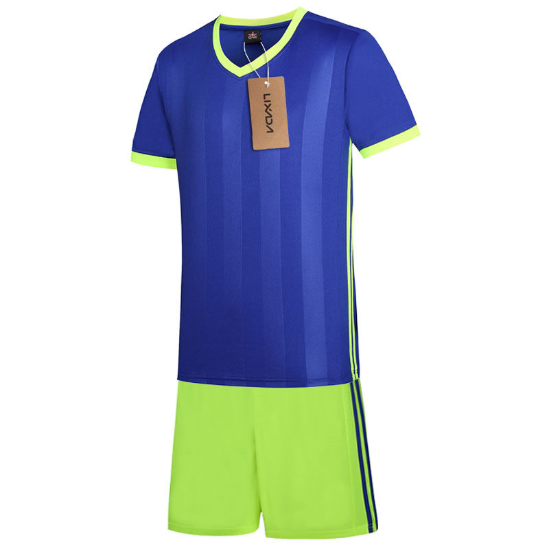 

Camiseta de futbol Lixada, conjunto de uniformes, ropa deportiva de manga corta, camiseta de futbol transpirable, camiseta de futbol,Azul, XXL