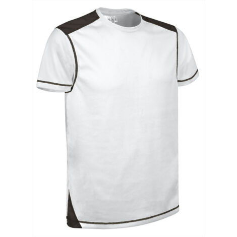 Camiseta de manga bicolor, de poliéster transpirable Bird-Eye VALENTO BRICKPLUS S Blanco/Negro