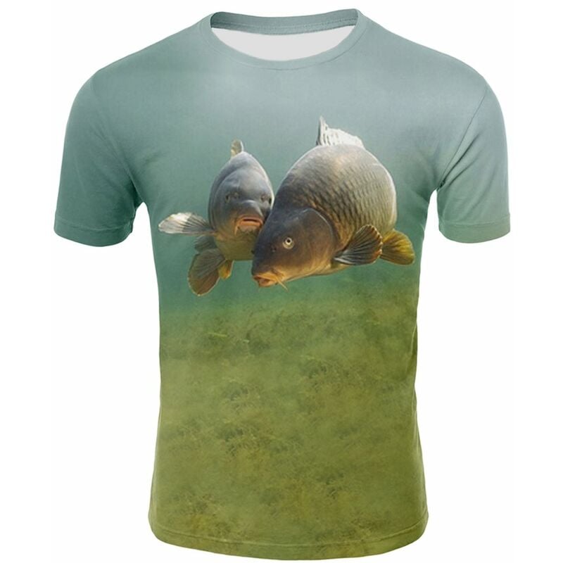 

Camiseta de manga corta para hombre de moda 3D estampado de patron de pescado diseno camisetas de verano Tops,Estilo 1 y XL