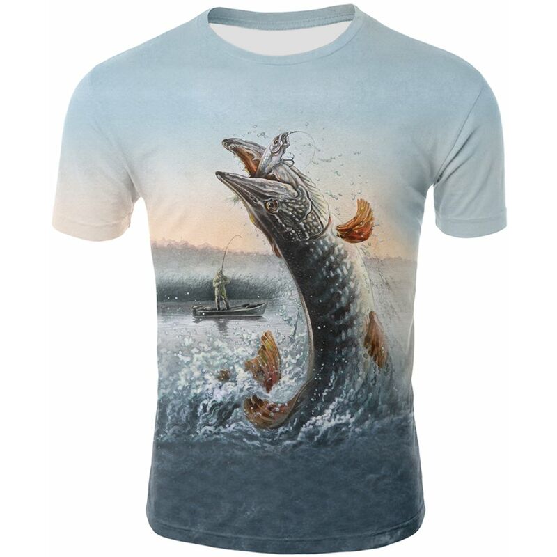 

Camiseta de manga corta para hombre de moda 3D estampado de patron de pescado diseno camisetas de verano Tops,Estilo 4 y M