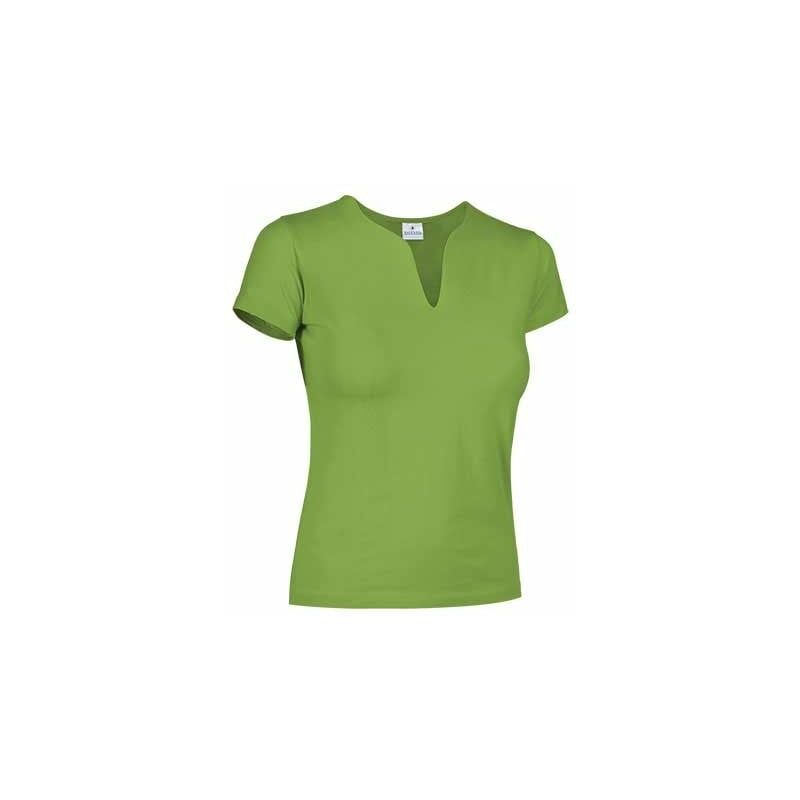 

Camiseta de mujer de manga corta y cuello de lágrima Cancun | M - Verde Manzana - Valento