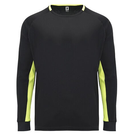Camiseta de portero unisex con caderas acolchadas y paneles a contraste ROLY M Negro/Amarillo
