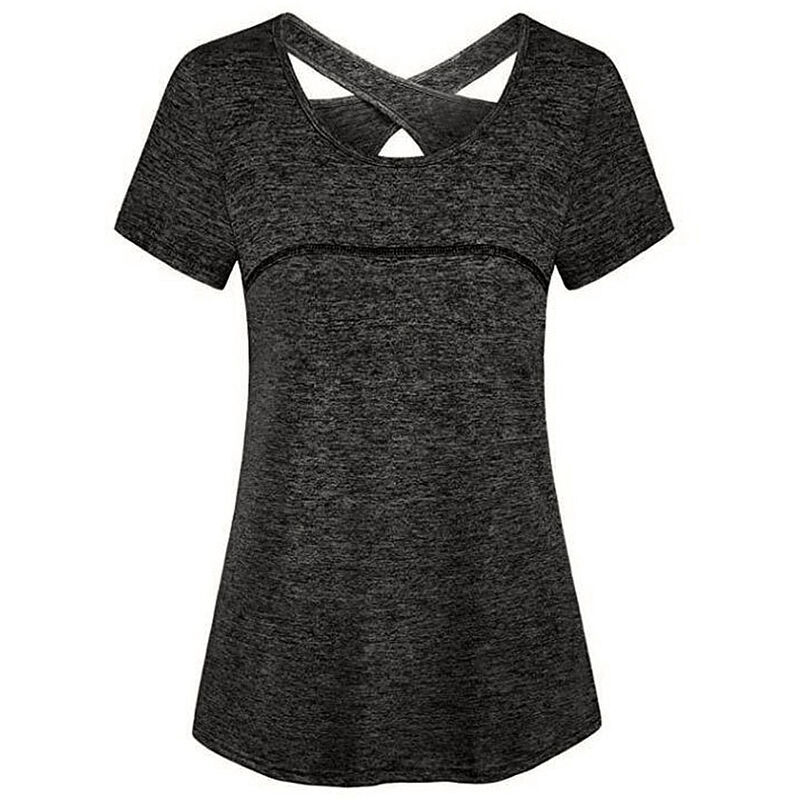 

Camiseta de yoga de manga corta para mujer Camiseta de entrenamiento para correr de secado rapido Camiseta deportiva Top de yoga Ropa