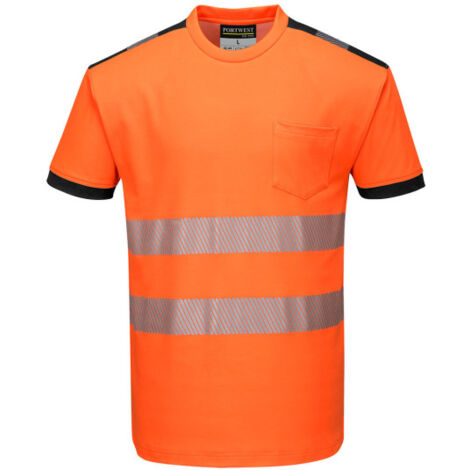 Camiseta deportiva A.V PW3 transpirable de diseño segmentado con aberturas laterales T181 S Naranja/Negro