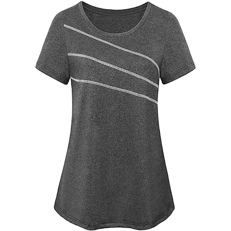 

Camiseta deportiva de entrenamiento para correr de secado rapido con manga corta para mujer, camiseta deportiva, ropa deportiva,Negro, L