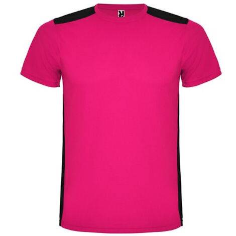 Camiseta deportiva de manga corta combinada en espalda y hombros DETROIT ROLY 12 Fucsia/Negro