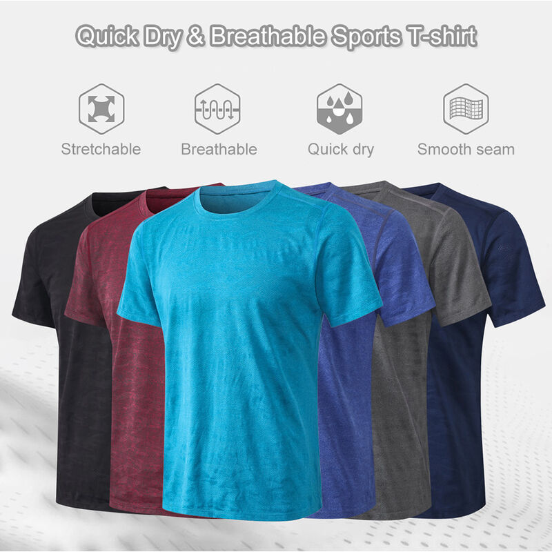 

Camiseta deportiva para hombre, estampado de camuflaje, de secado rapido, elastico, cuello redondo, manga corta, correr, ejercicio, gimnasio, ropa