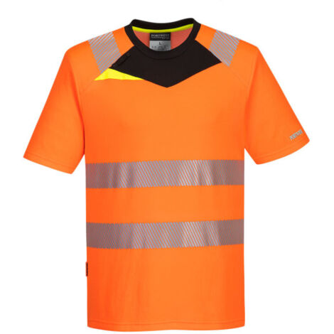 Camiseta DX4 de Alta Visibilidad M/C para Seguridad y Comodidad / Naranja Negro / XL