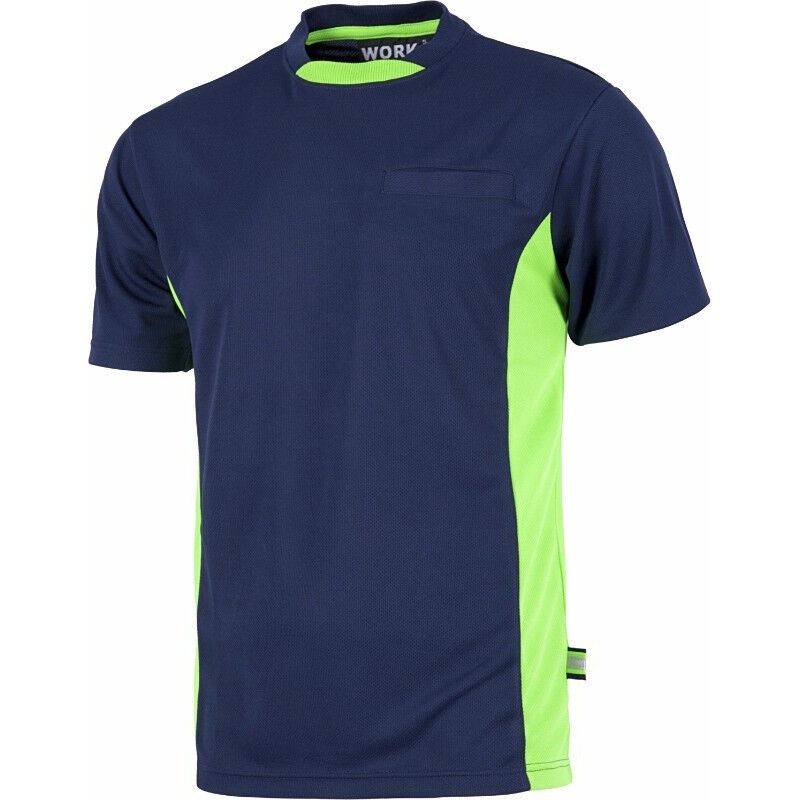 

Camiseta combinada de cuello redondo bicolor Future WF1616 | L - Marino+Verde Flúor - Workteam