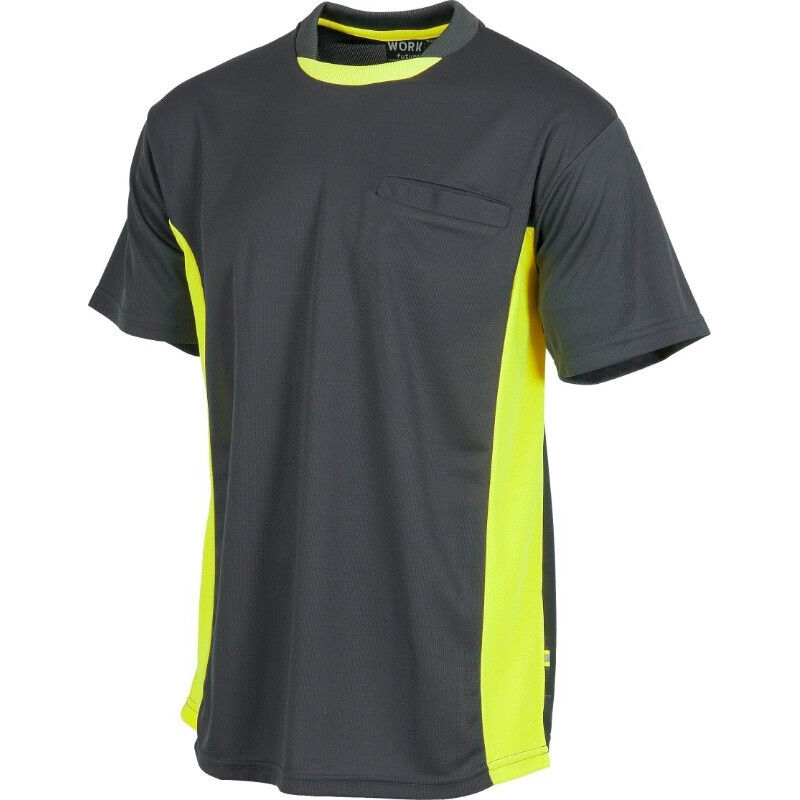 

Camiseta combinada de cuello redondo bicolor Future WF1616 | M - Gris+Amarillo A.V. - Workteam