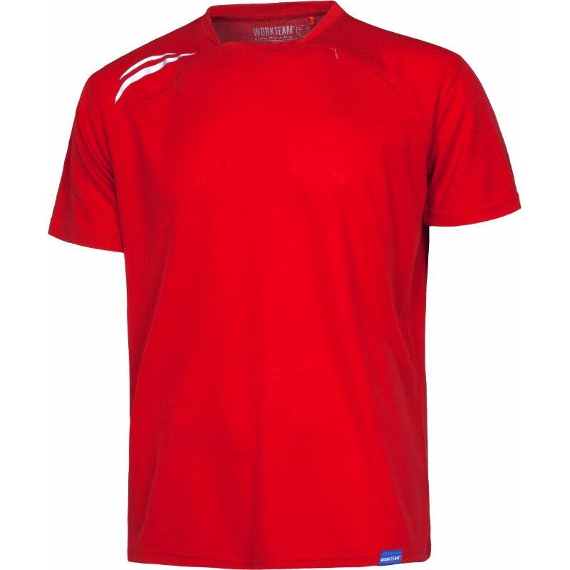 

Camiseta deportiva de cuello redondo con pieza central S6611 | Rojo - M - Workteam