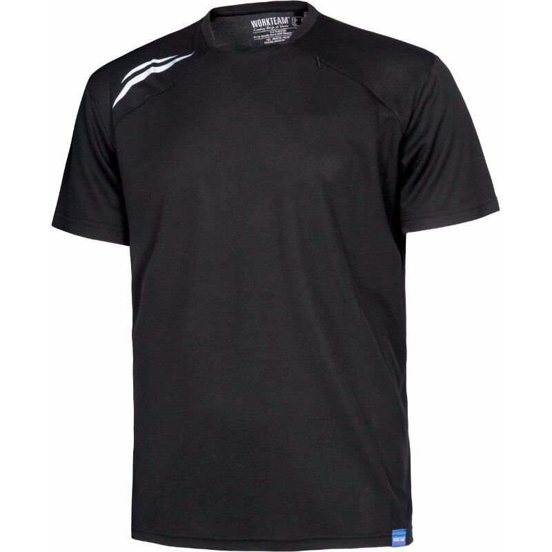 

Camiseta deportiva de cuello redondo con pieza central S6611 | Negro - XL - Workteam