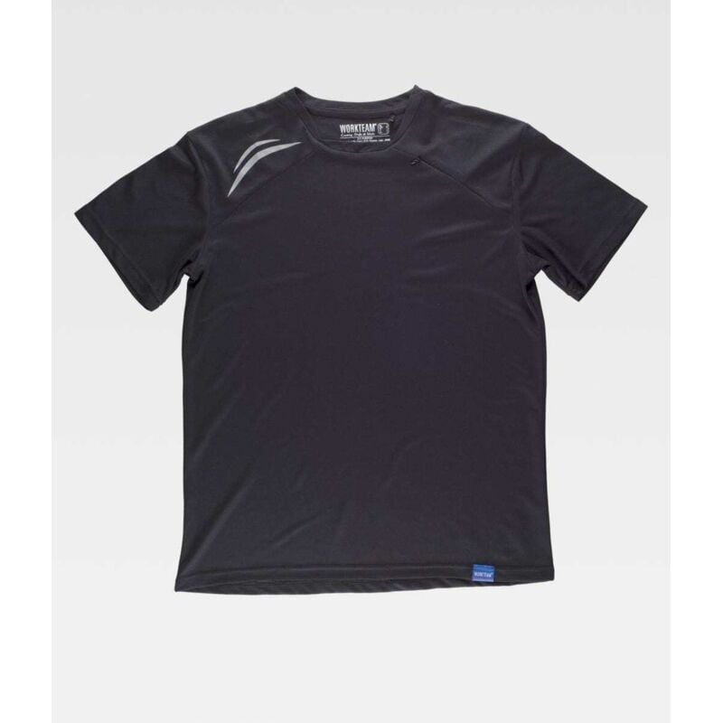

Camiseta deportiva de cuello redondo con pieza central S6611 | Negro - XXL - Workteam