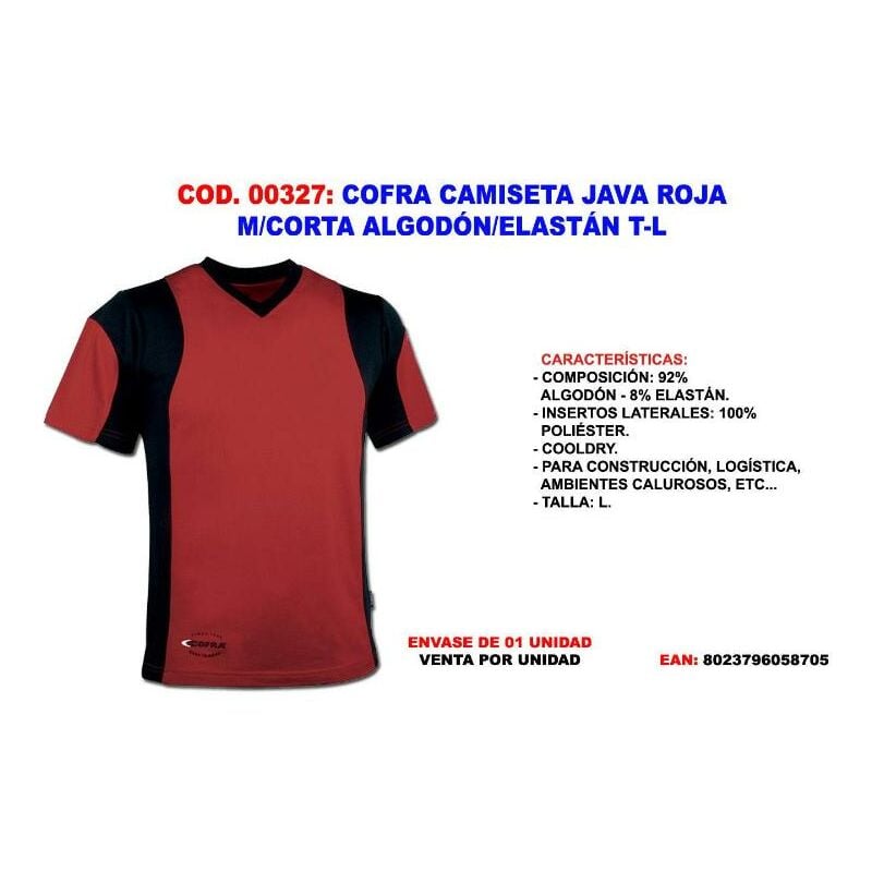 

MIBRICOTIENDA cofra camiseta java roja m-corta algodon-elastan t-l