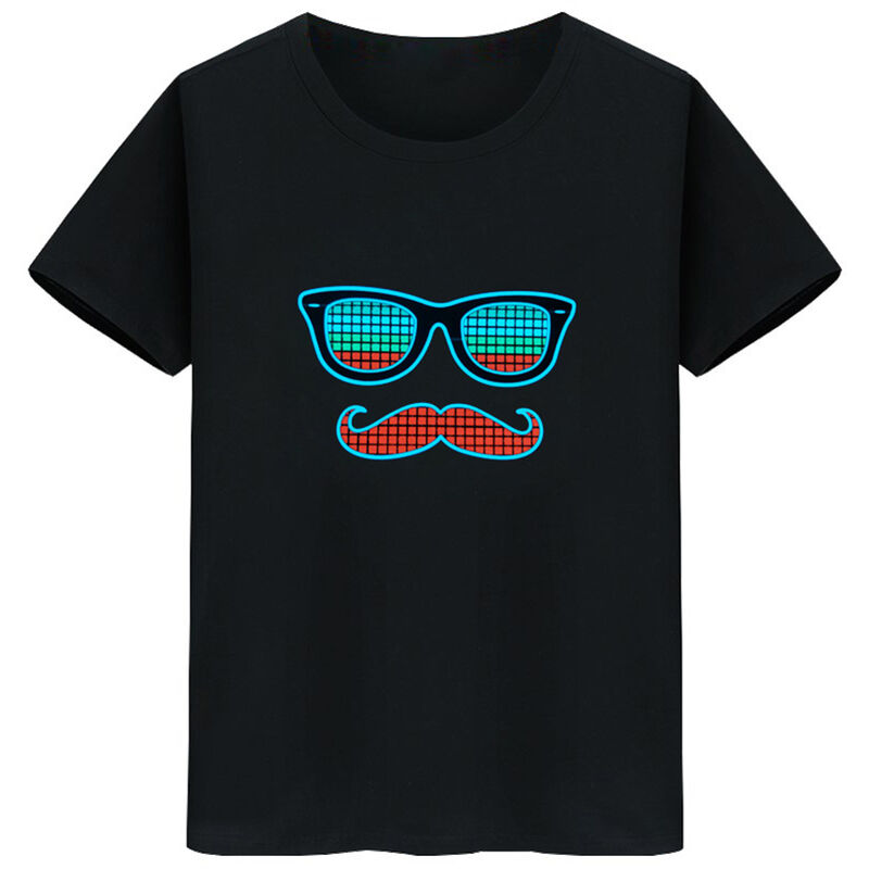 

Camiseta LED Flash activado por voz para hombre y mujer Party Rock Disco Night Club,Negro, 4XL