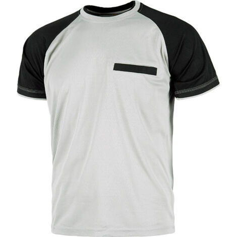 Camiseta manga corta bicolor con triple costura WORKTEAM WF1016 Future XL Gris Claro+Negro