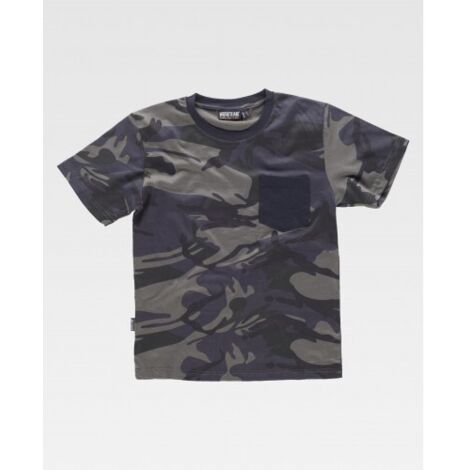 Camiseta manga corta en algodón con tejido de camuflaje WORKTEAM S8520 Sport L Camuflaje+Negro