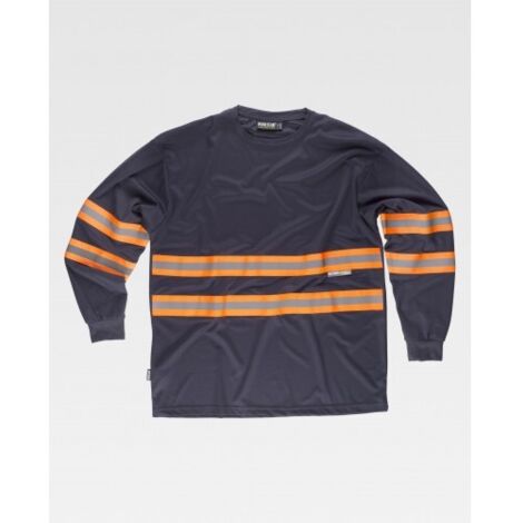 Camiseta manga larga con cintas reflectante-fluorescentes WORKTEAM Combi C3937 XL Marino+Naranja A.V.