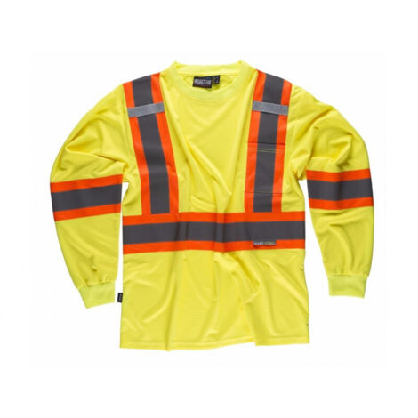 Camiseta manga larga de alta visibilidad EN ISO20471 C3633 WORKTEAM M Amarillo A.V.+ Naranja A.V.