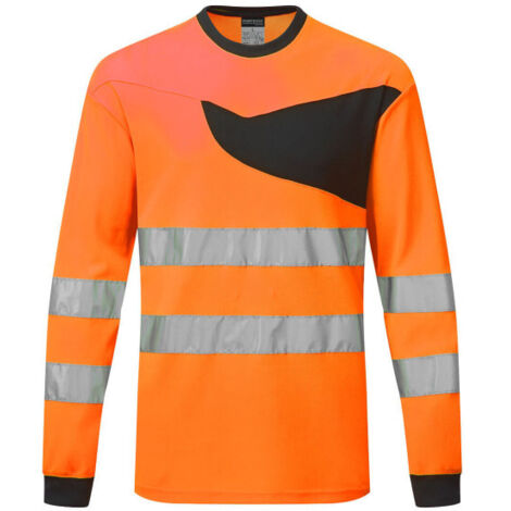 Camiseta PW2 Hi-Vis Manga Larga de Alta Visibilidad / Naranja Negro / XL