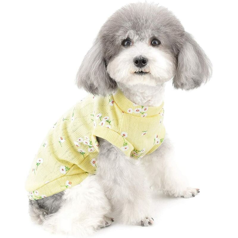 

Camiseta sin mangas para perros pequeños - Ropa para mascotas - Para primavera y otoño - Estampado de margaritas - Algodón suave - Para chihuahua,