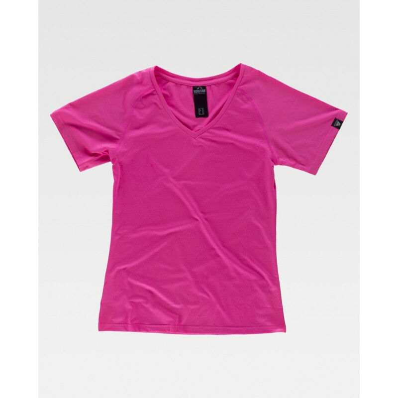 

Camiseta mujer de manga ranglan corta de cuello a pico S7525 Sport | S - Rosa Fluor - Workteam