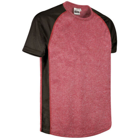 Camiseta técnica bicolor de manga corta raglán y cuello redondo, tejido poliéster transpirable vigoré VALENTO LANDING S Rojo loto / Negro