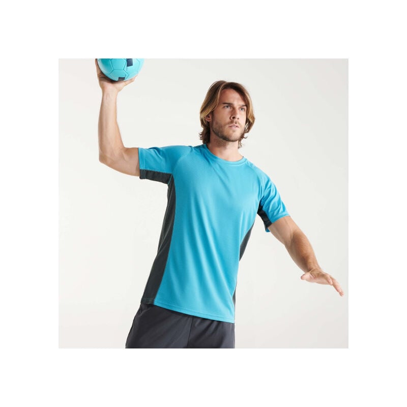 

Camiseta técnica combinada con dos tejidos de poliéster SHANGHAI CA6595 | S - Turquesa/Plomo Oscuro