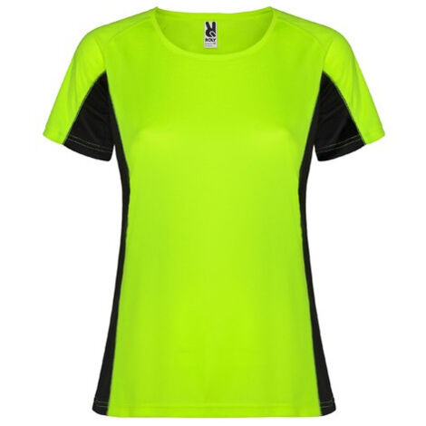Camiseta técnica combinada de doble tejido SHANGHAI WOMAN ROLY XXL Verde Fluor/Negro