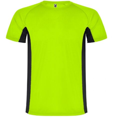 Camiseta técnica combinada de poliéster con manga raglán SHANGHAI ROLY XL Verde Fluor/Negro