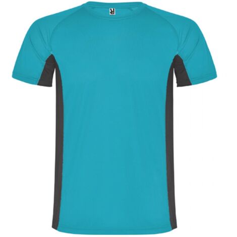 Camiseta técnica combinada de poliéster con manga raglán SHANGHAI ROLY XXL Turquesa/Plomo Oscuro