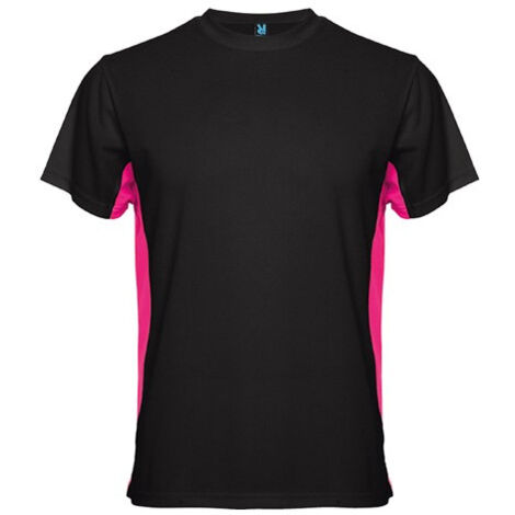 Camiseta técnica de manga corta a dos colores laterales a contraste TOKYO ROLY XXL Negro/Fucsia