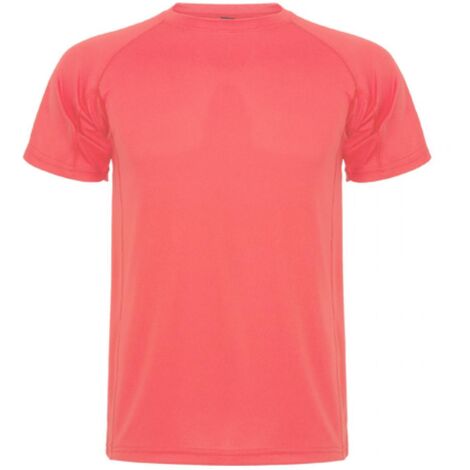 Camiseta técnica de manga corta ranglán de escote redondeado MONTECARLO ROLY L Coral Fluor