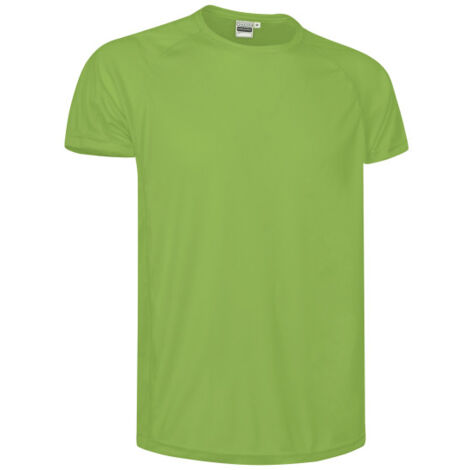 Camiseta técnica de manga corta y cuello redondo, tejido de poliéster transpirable punto panal VALENTO CHALLENGE 12 Verde manzana