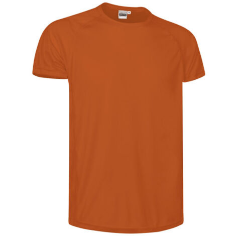 Camiseta técnica de manga corta y cuello redondo, tejido de poliéster transpirable punto panal VALENTO CHALLENGE 8 Naranja fluor