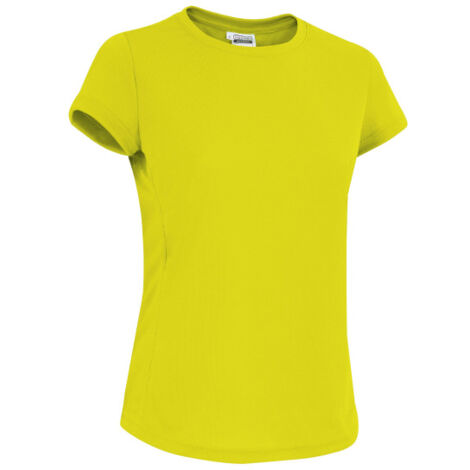 Camiseta técnica de mujer secado rápido, en tejido técnico transpirable Bird-Eye VALENTO BRENDA XS Amarillo fluor