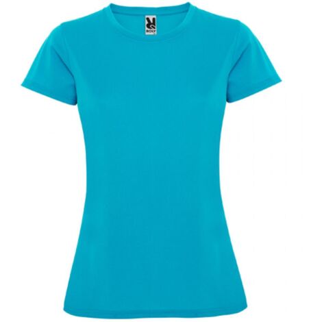 Camiseta técnica entallada manga corta de escote redondo con cubrecosturas MONTECARLO WOMAN ROLY XXL Turquesa