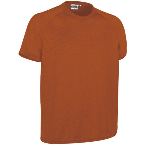 Camiseta técnica manga corta raglán, con diseño jaspeado vigoré, tejido poliéster transpirable VALENTO REVOLUTION M Naranja fiesta