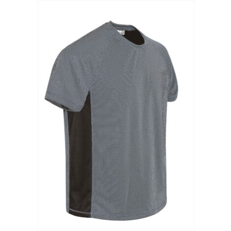 Camiseta técnica manga corta y cuello redondo, bandas laterales de color, tejido técnico transpirable VALENTO MARATHONER XXL Gris humo/Negro