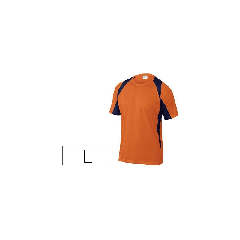 

Liderpapel - Camiseta deltaplus poliester manga corta cuello redondo tratamiento secado rapido color naranja-marino talla l