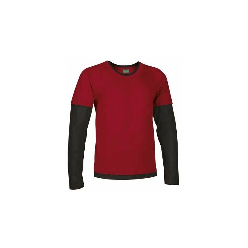 

Camiseta unisex de manga larga doble Denver | S - Rojo+Negro - Valento