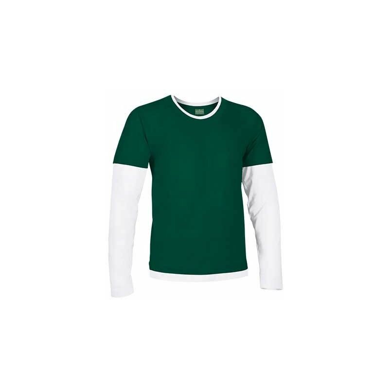 

Camiseta unisex de manga larga doble Denver | L - Verde Botella/Blanco - Valento